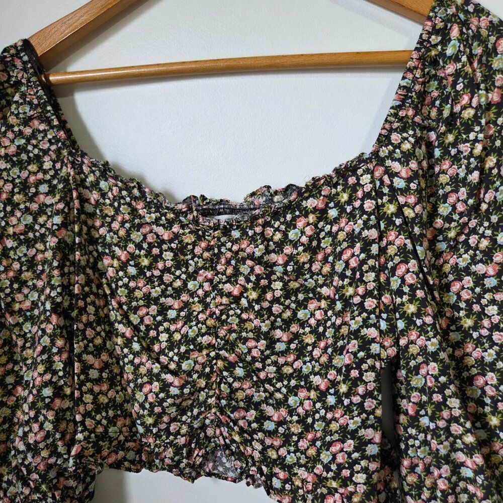 NEVER WORN DRESS FORUM RUCHED SMOCKED DITSY FLORAL BOHO TOP SIZE M - Picture 4 of 13